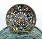 Antique 19thc Russian Imperial Brass Cloisonn   Wall Plate Double Headed Eagle