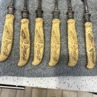 Vintage Celluloid Handle Fork Set 6  Sterling Bands