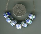 African Trade Beads Vintage Antique Venetian Old Glass White Fancy Ribbon Beads