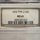 1854 Gold Indian Head  1 Ngc Type 2  1825709010  Ms 61 