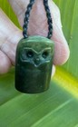 Tiny Detailed Nz Pounamu  Greenstone Flower Jade Maori Ruru Owl