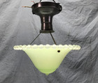 Vintage Deco Ceiling Light Fixture 12  Pressed Green Glass Shade Old 601-24b