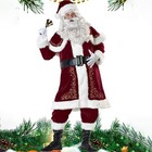 Merry Christmas Santa Claus Costume Suit Cosplay Outfit - 8 Pcs Set Adult Size