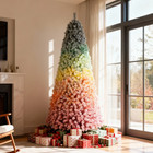 7 5ft  Artificial Christmas Tree Colorful Flocked Xmas Tree With 1927 Pvc Branch