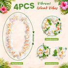 4 Pcs Hawaiian Lei Set  White Luau Wreath Garland Hawaii Leis
