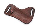 Brown Saddle Belt Sheath For Folding Pocket Knife Slots Pancake Opening Trapper
