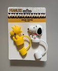 New Peanuts Snoopy   Woodstock 2pc 3d Figural Tumbler cup Silicone Straw Toppers