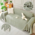 134 x91  Oversized Sofa Blanket Cover Elegant Chenille Couch Slipcover W  Tassel
