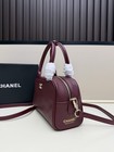 Burgundy Smooth Leather Mini Boston Bag Ladies Top   handle Shoulder Crossbody Bag