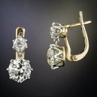 Art Deco Vintage Style 4 2ct Round Diamond Drop dangle 14k Gold Plated Earrings