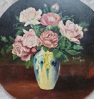 Antique Tole Painted Decorative Plaque - Beautiful Piece - Vgc - Pretty Floral