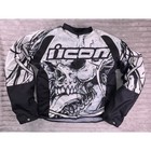 Icon Armored Motorcycle Jacket Hooligan 2 Mens Large 3 In 1 White Black Skull