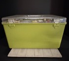 Vintage Wil-hold Wilson Mfg  Usa Avocado Green Sewing Box W 2 Trays   Supplies