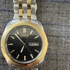 Citizen Eco-drive Men s Two-tone Stainless Steel Day date Black Dial Watch