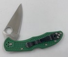 Spyderco Delica Folding Knife 3  Vg-10 Steel Blade Green Textured Frn Handle