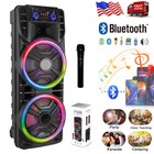 Portable Bluetooth Speaker Dual 12  Karaoke Heavy Bass Sound System W mic Fm Tws