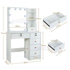 Makeup Vanity Table Set With 3-color Dimmable Lighted Mirror  6 Storage Shelves