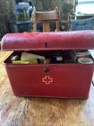 Vintage First Aid Kit Supplies Inside Metal Red Box With Contents