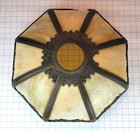 Antique 8-panel Bent Caramel Slag Glass Lamp Shade C1910  18 5  Art Nouveau