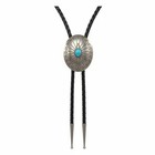 Vintage Lewis Quiyo Hopi Sterling Silver Turquoise Bolo Tie Signed Native   