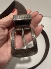 Vintage Brighton Brown Crocodile Embossed Leather Western Belt - Silver 3-piece 