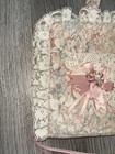 Vintage Quilted White pink Floral Bible Cover W pockets Lace Trim   Crochet