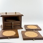 Vintage Wooden Coaster Set Of 8 With Holder Midcentury Mcm Decor
