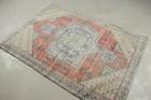 Turkish Vintage Accent Rug 4x5 6 Ft  Red Blue Floral Wool Rug