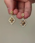 Vintage Gold Drop Earrings     Retro Elegant Filigree Flower Dangle Earrings