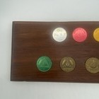 Set Of 13 Alcoholics Anonymous Chips Coins Tokens Mounted Wooden Wall Hanging