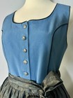Festive Dirndl Dress Bavarian  Custom Made  Blue Top  Gray Paisley  Apron  M
