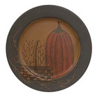 Primitiv 11  Halloween Pumpkin Basket Vine Wood Plate Vtg Style Country Folk Art
