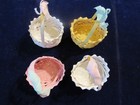 Lot Of 4 Small Vintage Wicker Baskets W handles Miniature Pastel 2  X 3   Zz3