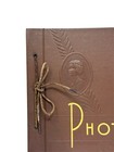 Vintage Photo Album Scrapbook Embossed Brown String Tie Bound 1920-1920s Era