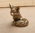 Brass Fox Animal Statue Small Sculpture Tabletop Figurine Home Decor Gifts Toy