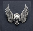 Large Winged Skull Metal Pin Gothic Biker Motorcycle Jacket Vest Badge Brooch