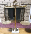 Antique   Vintage Brass 17  Balance Beam Scales Of Justice With Wagle Phineal  