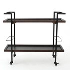 Bar Cart With Two Bottle Racks Double-tier Shelving Lockable Casters
