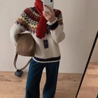 Retro Knitted Pullover Sweater Women s Loose Long Sleeve Top