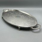 Vintage Silver Plate Footed Serving Tray Handles Viners Sheffield England Drinks