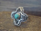 Native American Indian Sterling Silver Zia Turquoise Ring By Yazzie - Size 8