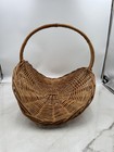 Vintage Wicker Basket Handwoven Oval Handle Large 22  Decorative Rustic Boho Sto