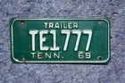 1969 Tennessee Trailer License Plate