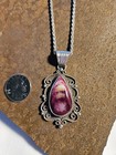Vintage Native American Purple Spiny Oyster Sterling Silver Pendant-signed Jm