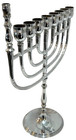 Jewish Hanukkah Menorah Shiny Silver Judaism Jerusalem Israel Hebrew Judaica