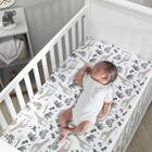 Lambs   Ivy Baby Jungle Animals White gray taupe Cotton Fitted Crib Sheet