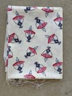 1940s Full Feed Sack Fabric Open Yd Novelty Print Red Lantern Pink Blue Vtg