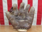 Vintage 1930s Leather Split Finger Baseball Glove Buckle Back Mitt Player Model