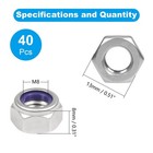 40pcs M8 Locknuts M8x1 25mm Nylon Insert Hex Lock Nuts 304 Stainless Steel Me   