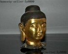 China Bronze 24k Gold Goddess Kwan-yin Guanyin Bodhisattva Buddha Head Statue